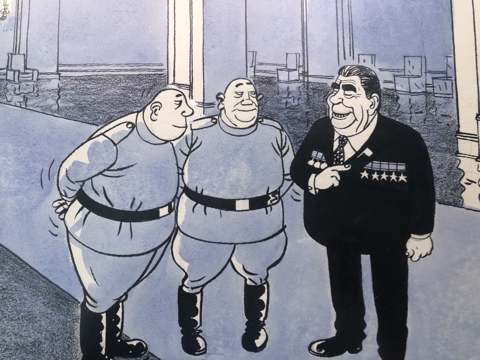 Original Signed Ink and Wash JAK Political Cartoon - 1979