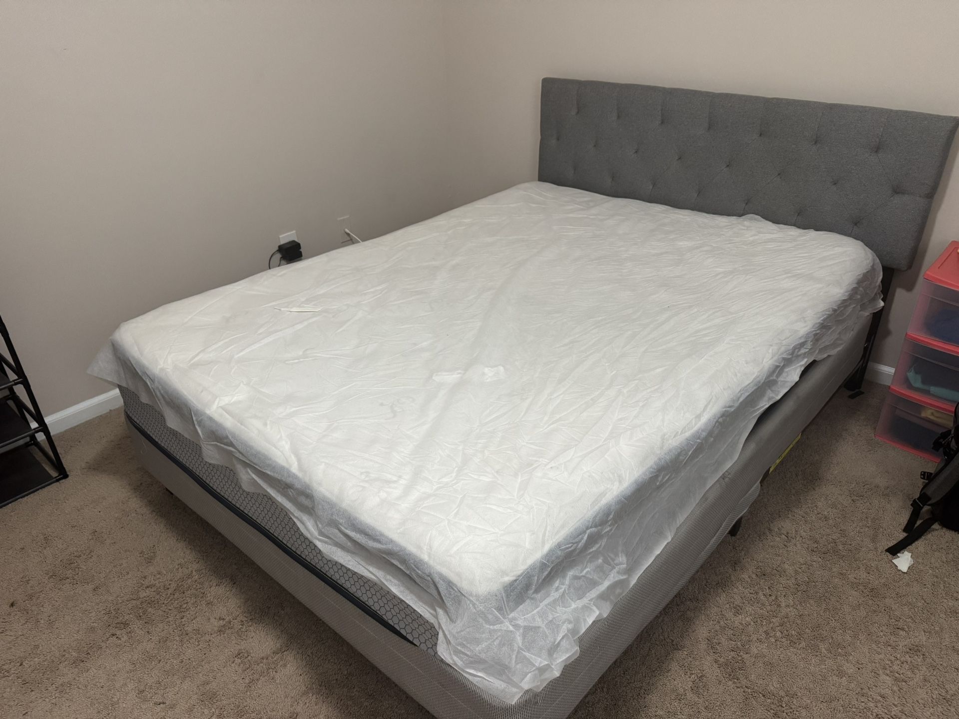Bed For Sale (Box Spring, Mattress, Headboard, Railings Included)