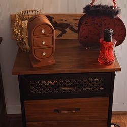 NEW Rolling Side Table With 3  Drawers