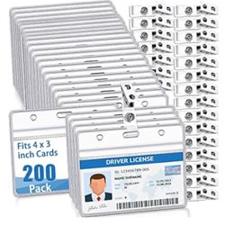 200 Set Badge Holder with Metal Clip Waterproof