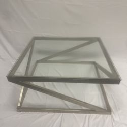 Modern Glass Coffee Table With Steel Base