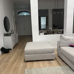 Square Light Grey Ottoman