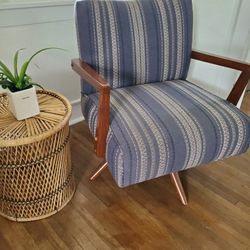 Blue Mid century Chair, Refinished