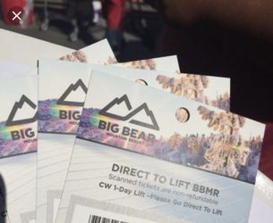 2 Big Bear Single day adult lift tickets