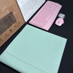 Pink Keyboard & Mouse And Desk Mat 