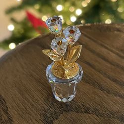 Swarovski Crystal Flower Pot Figurine