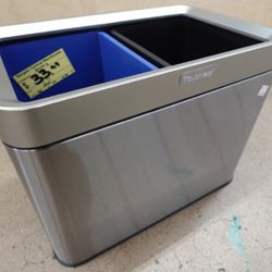 Dual-Compartment Stainless Steel Touchless Trash & Recycling Can (16 Gallon)