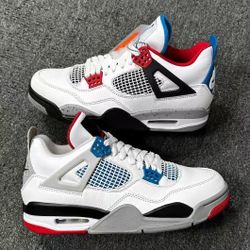  Air Jordan 4 Mandarin Mandarin Basketball Shoes Mid-top Unisex Red and Blue