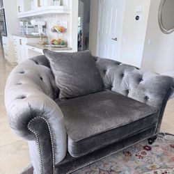 Z Gallerie Olivia Light Gray Velvet Loveseat Chair