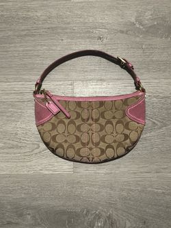 Vintage Coach Womens SoHo Pink/Brown Canvas Suede Monogram Shoulder Bag