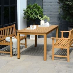 *BRAND NEW* 3 Piece Rectangular Dining Set 100% FSC Certified Wood Table & Bench | Ideal Furniture Set For Outdoor
