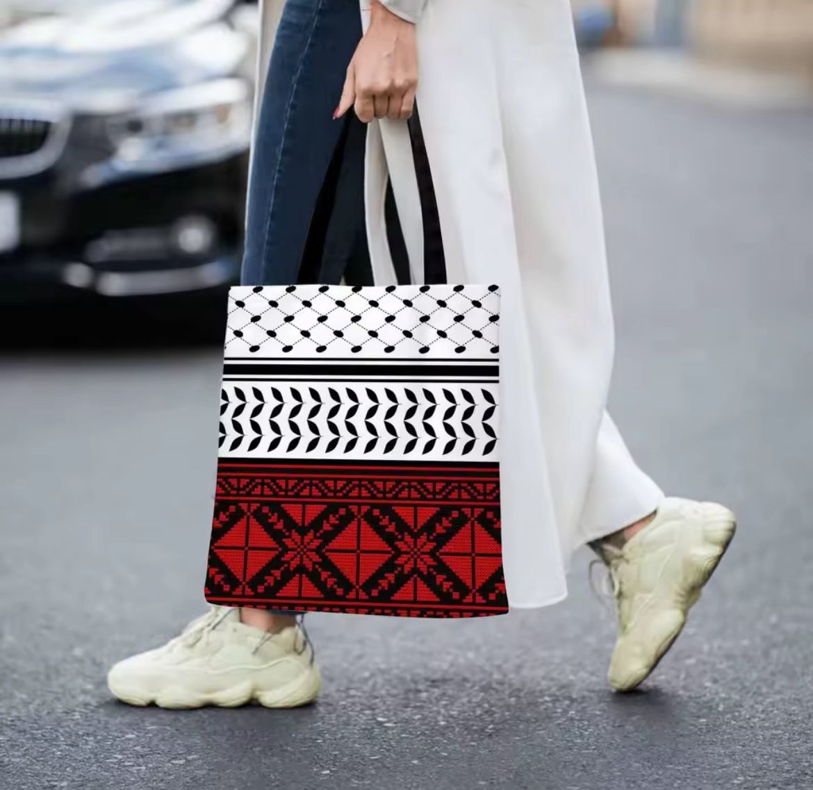 Traditional Design Tote Bag Picnic Accessories Shoulder Bag Large Capacity Christmas Shopping Bag