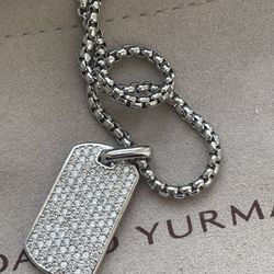 David Yurman 23-inch dog tag pendant sterling silver necklace