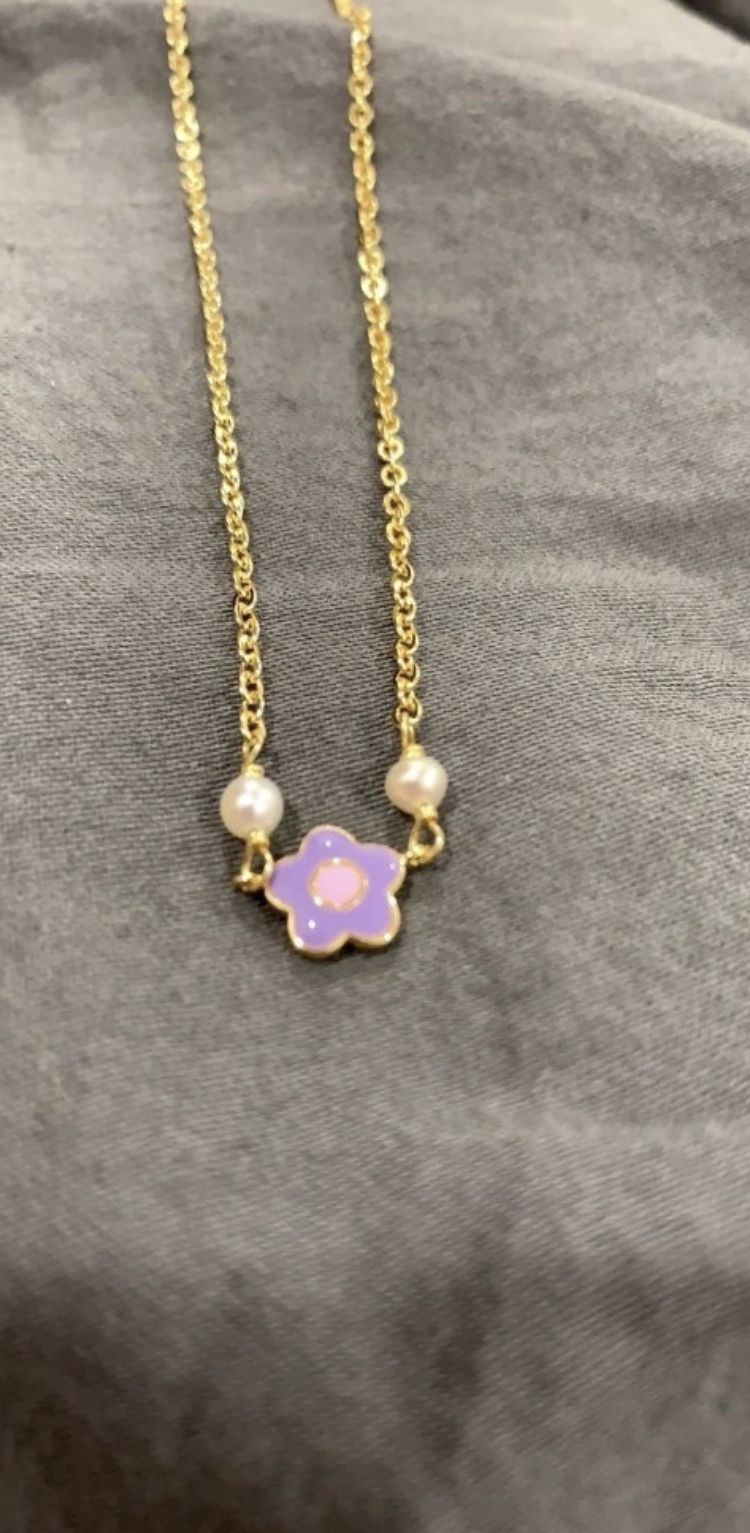 Necklace for girls flowers butterflies hearts and stars with pearls