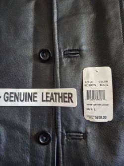 Cash and pick up only, New never been worn 100% genuine leather jacket black color size large 4 buttons made by Burnside