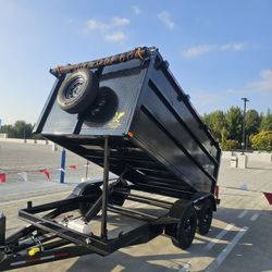 NEW DUMP TRAILER 12X8X4 12000 LBS
ROLLING TARP--SPARE TIRE,ELECTRIC BRAKES,HYDRAULIC SYSTEM,REMOTE CONTROL,IDEAL FOR HAULING, DEMOLITION, TRASH ETC, 