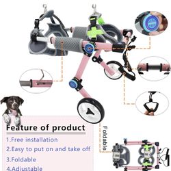 HobeyHove Adjustable Dog Wheelchair,Fordable Dog Wheelchair for Back Legs,Assist Small Pets with Paralyzed Hind Limbs to Recover Their Mobility Two Co