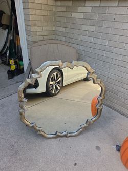 Large Round Wall Mirror with Ornate Frame