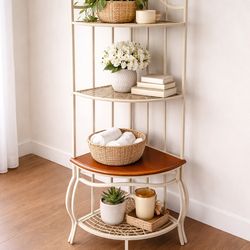Vintage Corner Baker’s Rack / Shelf – Elegant Multi-Tier Display (Space Saving)
