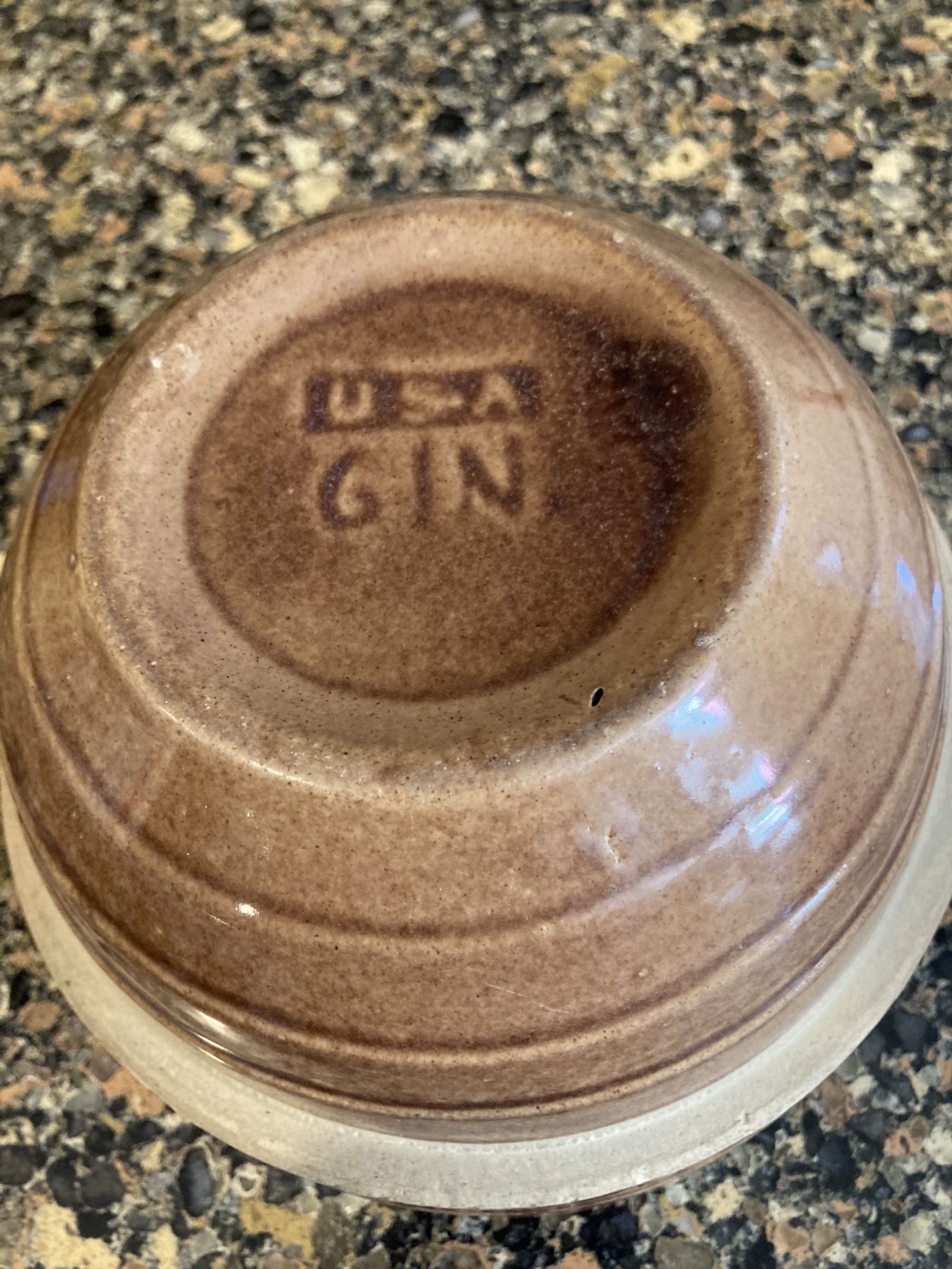 Vintage Stoneware Brown Banded Small Bowl USA Rustic Farmhouse Kitchen Decor