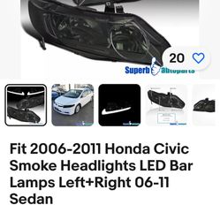 2006 Honda Civic Coupe Headlights And Left Sun Visor 