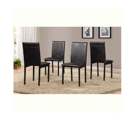 ROUNDHILL Noyes Sleek Black Chairs with Metal Frame (Set of 4)