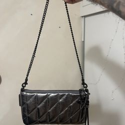 Coach Quilted Metallic Leather Pouch Bag