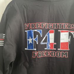 ** Brand New ** Fire Fighters for Freedom Graphic Patriotic Zippered Sweat Jacket Sz L