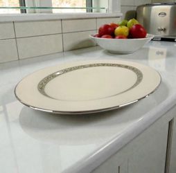 Lenox Springdale 16” Oval Serving Platter Ivory Platinum Trim USA Discontinued