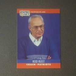 1990 Pro Set Rod Rust New England Patriots #209 Head Coach Football Card Collectible Vintage Sports NFL Trading Pro Professional