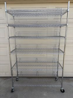 6-Tier Chrome Wire Metal Shelve/ Storage With Wheels