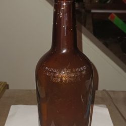 Vintage Amber  Empty Glass Bottle..11 Inches Tall