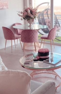 Dining table, pink dining room chairs kitchen matching coffee table