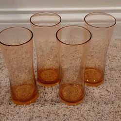 4 Wheatgrass design Light Amber Depression Glass