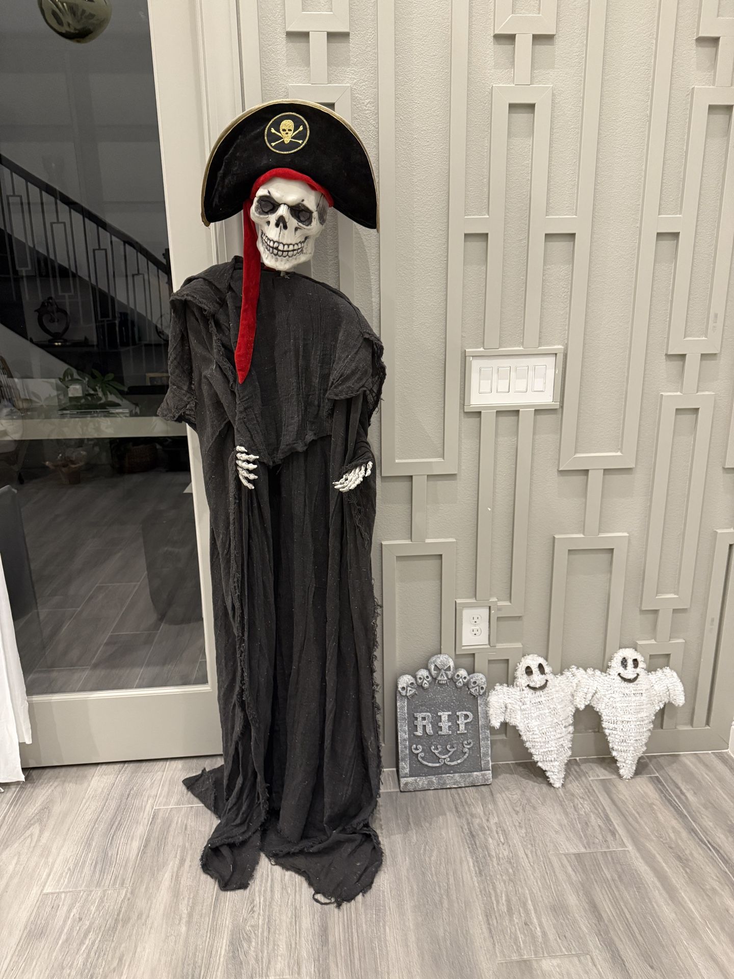 Pirate Skeleton With Halloween Decor 