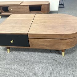 Hernest Extendable Wood Coffee Table, 51”-64”W