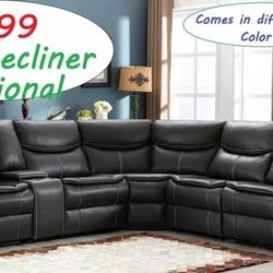 7pc Recliner Sectional Black 