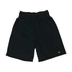 Alo Yoga High Waist Easy Sweat Shorts Women Small S Black Gym Running Drawstring