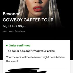 Beyoncé Cowboy Carter Tour 2 Floor Seats D.C. Night 1 (July 4th)