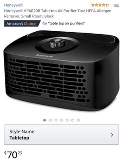 Honeywell HPA020B Tabletop Air Purifier True HEPA Allergen Remover, Small Room, white