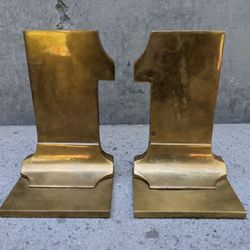 Solid Brass Bookends (#1) Strong Sturdy Heavy Duty 6 lbs Made in Hong Kong
