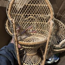 Smaller Wicker Chair, Bench, Table