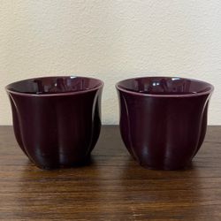 Set of 2 Purple Ceramic Pots