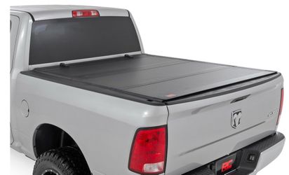 Rough Country Hard Flip Up Truck Bed Tonneau Cover For Ram 1500, Classic (2009-2018) - Fits 5'7" (67.4") Bed, Weather-Resistant, Tri-Fold Aluminum Pan
