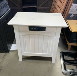 Assembled New Nantucket Chair Side Table with Built-in Charger in White