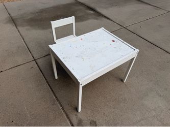 Corel White Wood Kids Table with One Chair