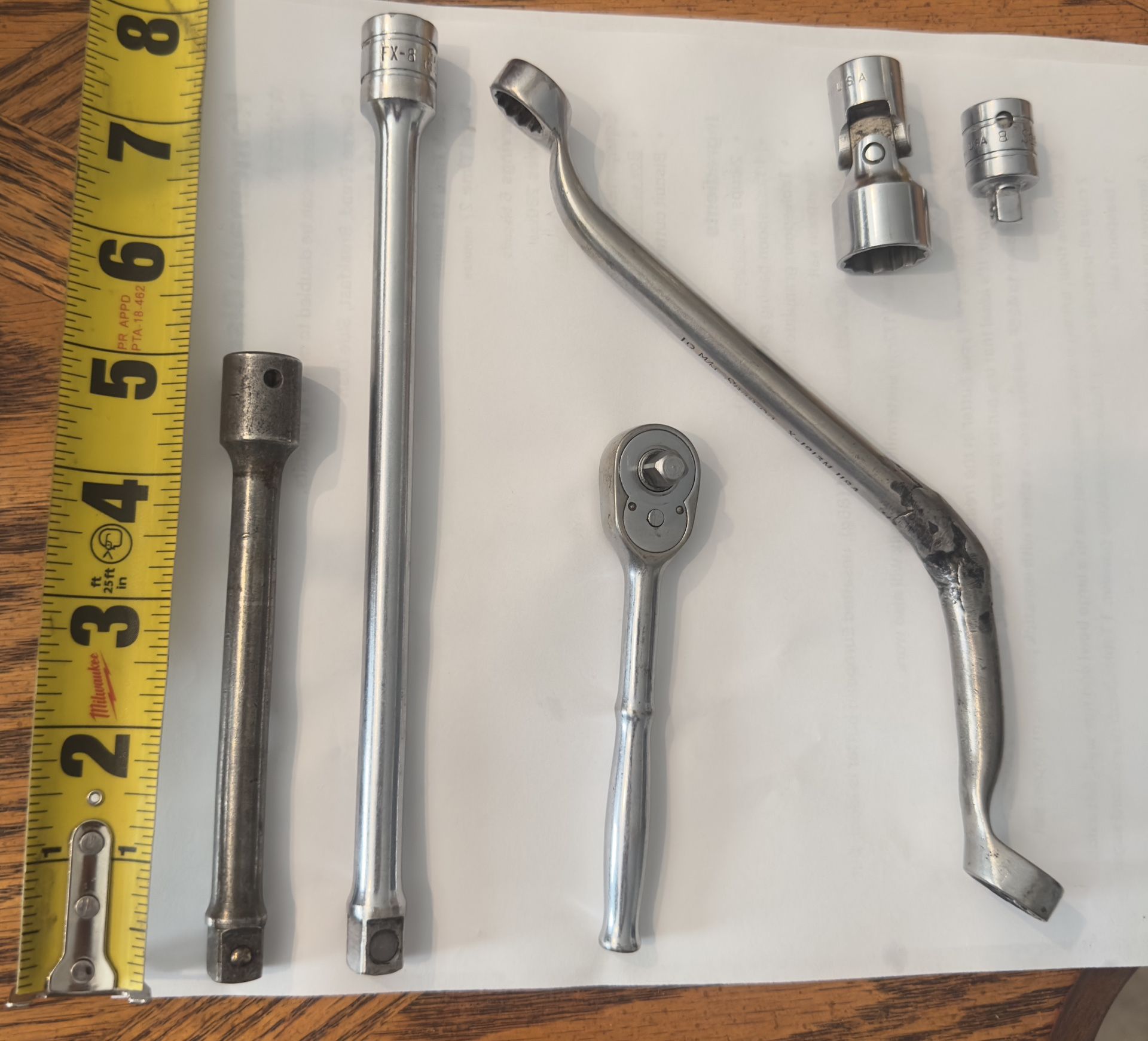 Snap-On Tools Assorted Pieces - Ratchet - Socket Extensions - Adapter - Wrench