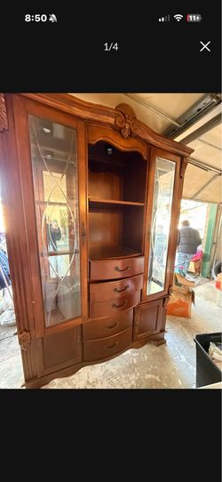 Cherry wood display cabinet