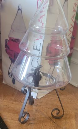 Christmas Tree Beverage dispenser with stand.