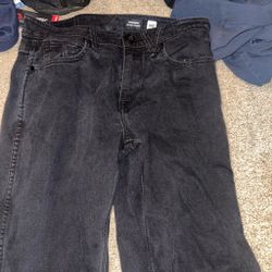 Relaxed Straight Black Jeans Size 30